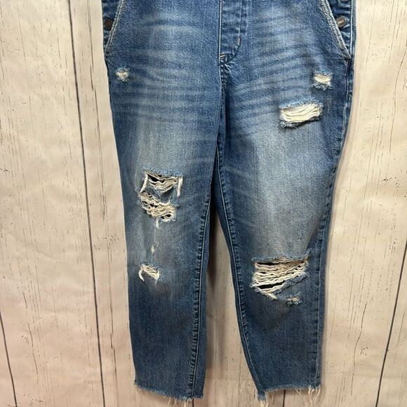 Abercrombie & Fitch Distressed Denim Overalls Womens S Vintage Casual Cool Y2K - Picture 8 of 15